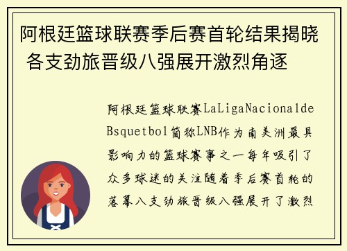 阿根廷篮球联赛季后赛首轮结果揭晓 各支劲旅晋级八强展开激烈角逐